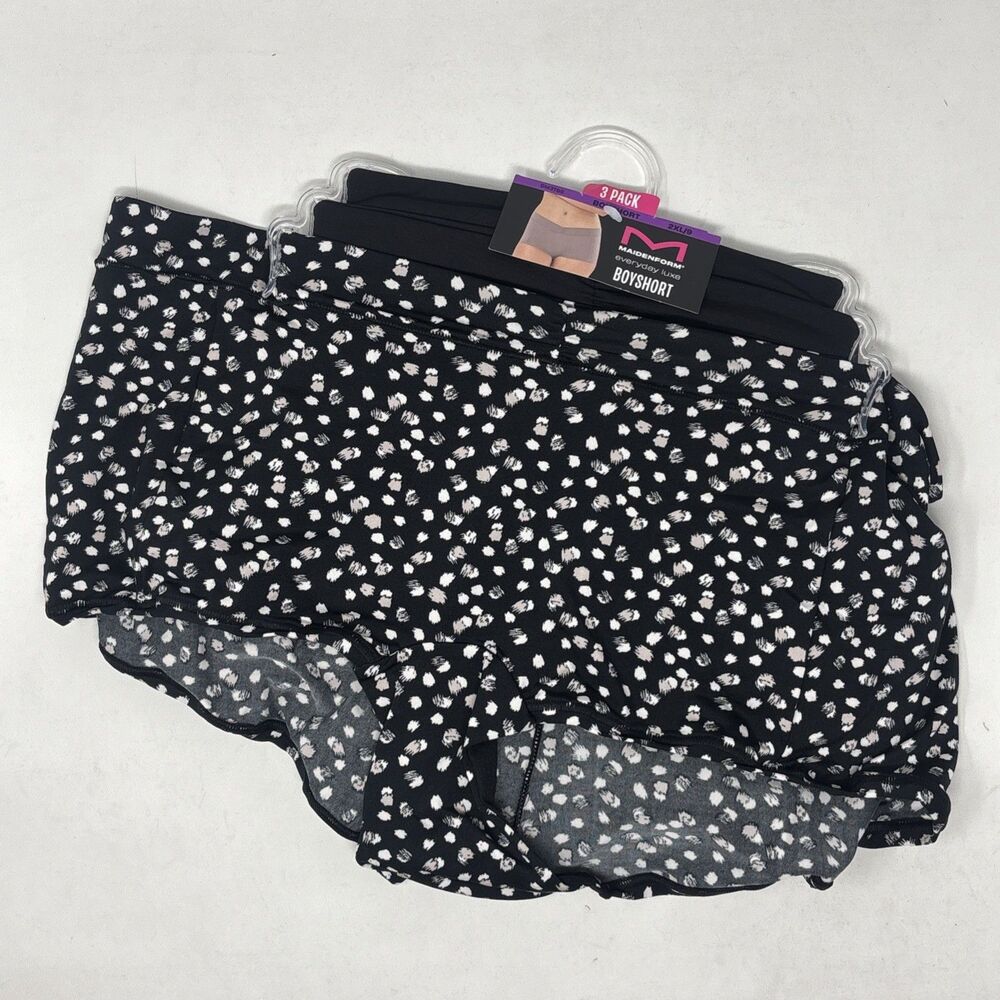 Maidenform Everyday Luxe Stretch Micro Boyshort 3-Pack Black Print NWT Sz 2xl